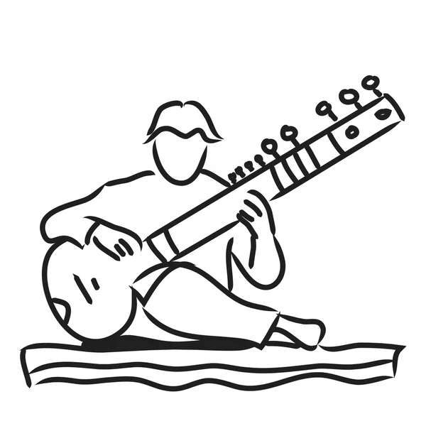 Indiase musicus de sitar spelen — Stockvector