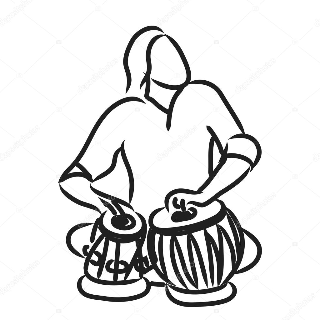 Indian musician playing tabla Stock Vector Image by ©Lemuur 63202803
