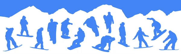 Siluetleri snowboard — Stok Vektör