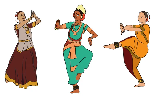 Indian dancers — Stock Vector