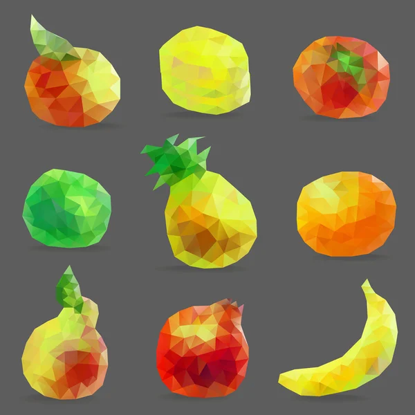 Set of low poly fruits — Stock Vector