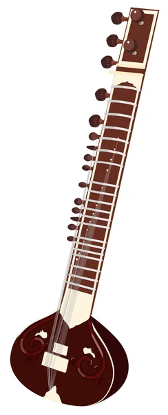 Instruments de musique indiens - sitar — Image vectorielle