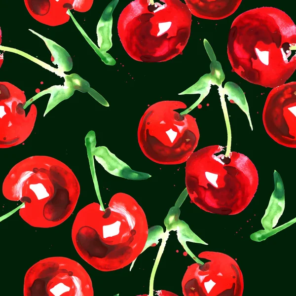 Wzór akwarela Cherry — Wektor stockowy