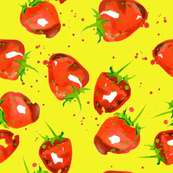 无缝模式的水彩草莓 — 图库矢量图片
