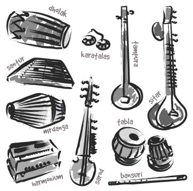 Indian instruments clipart