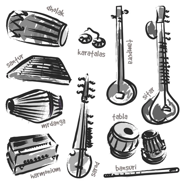 Indian instruments — Stock Vector
