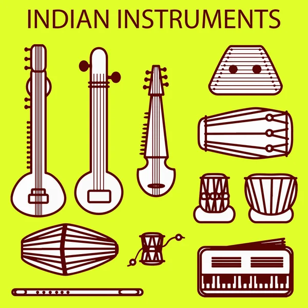 Vector indian instruments — Stock Vector