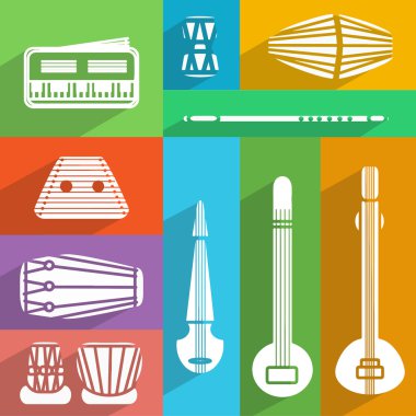 flat indian instruments clipart
