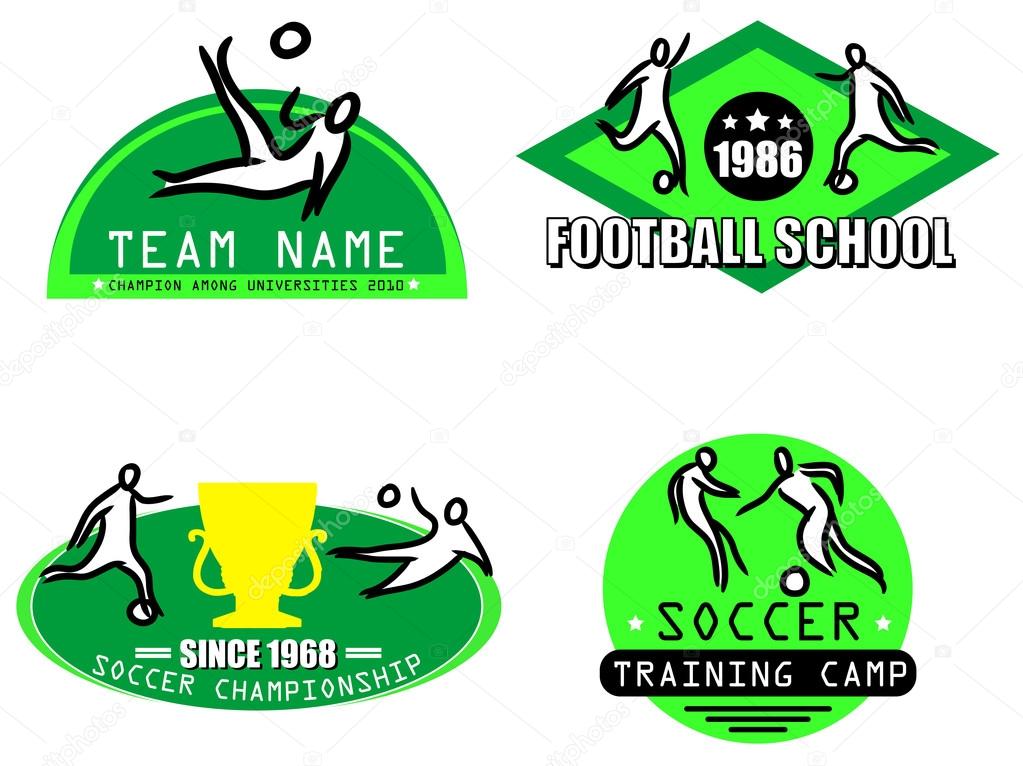 Contour logo of football players. Vector set