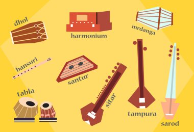 Vector indian instruments clipart