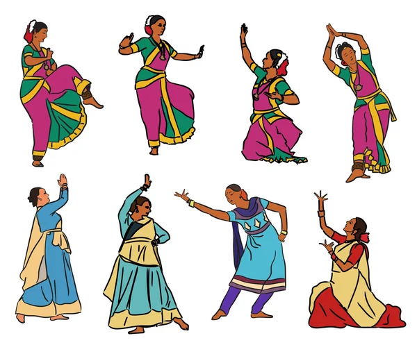 Danseurs vecteurs indiens — Image vectorielle