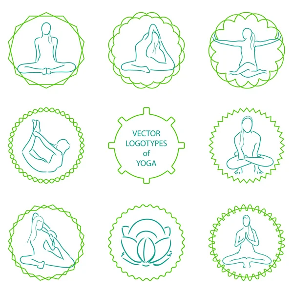 Vector yoga logo conjunto — Archivo Imágenes Vectoriales