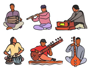 Indian musician set clipart