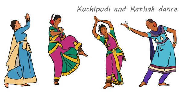 Vector indian dancers — Stock Vector