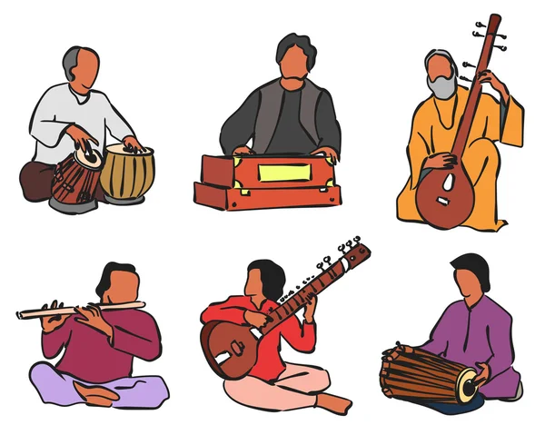 Indiase muzikant set — Stockvector