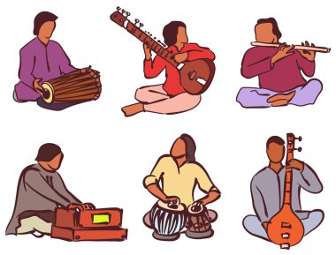 Indian musician set clipart