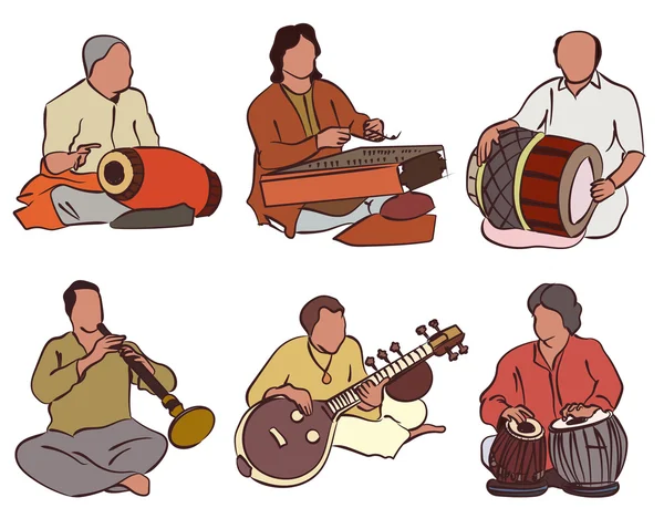 Множество индийских музыкантов — стоковый вектор