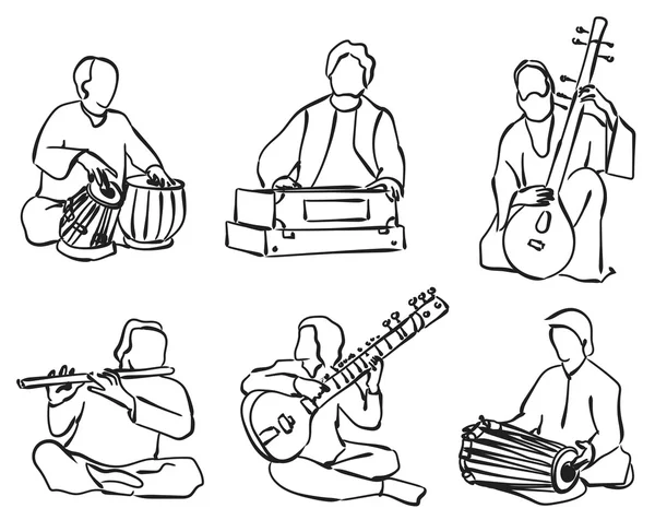 Indiase muzikant set — Stockvector