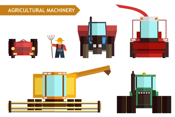 Máquinas agrícolas de vetor — Vetor de Stock