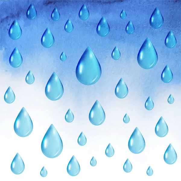 Gotas de lluvia diseño azul agua — Vector de stock