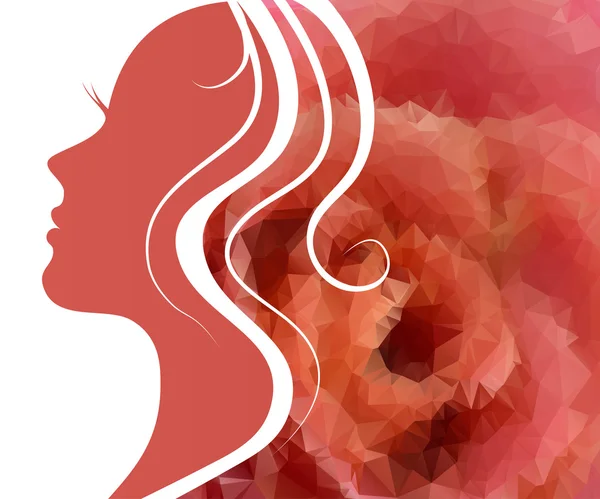 Silhouette de femme aux beaux cheveux — Image vectorielle