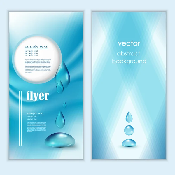 Azul brillante gotas de agua banners conjunto . — Archivo Imágenes Vectoriales