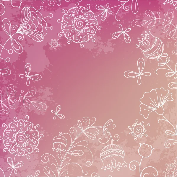 Flores simples sobre un hermoso fondo rosa — Vector de stock