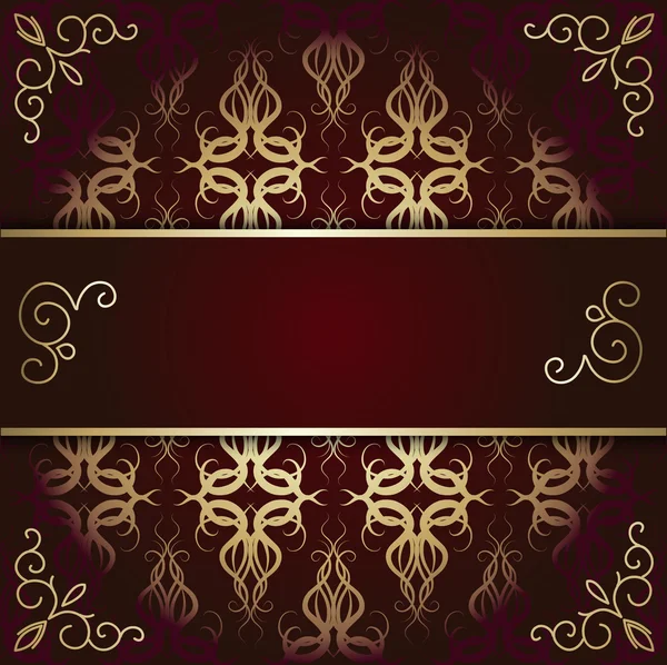 Luxury background card with maroon and gold pattern — Stock Vector