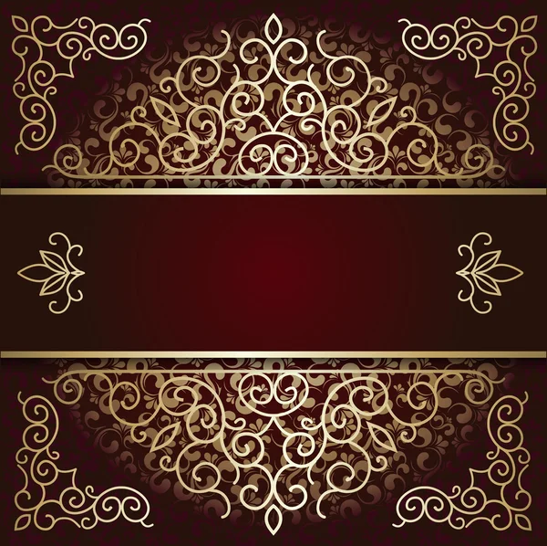 Luxus-Hintergrundkarte mit kastanienbraunen und goldenen Ornamenten — Stockvektor