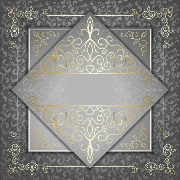 Cartão de luxo com padrões dourados — Vetor de Stock