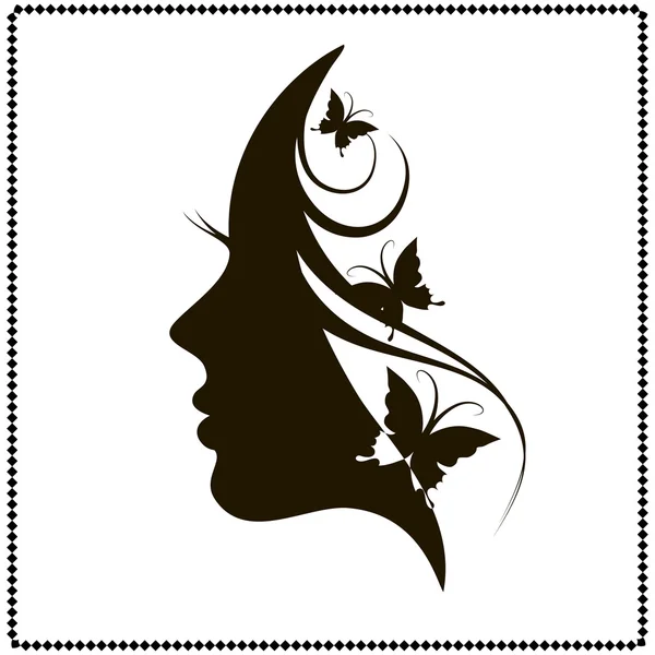 Belle silhouette féminine de profil . — Image vectorielle