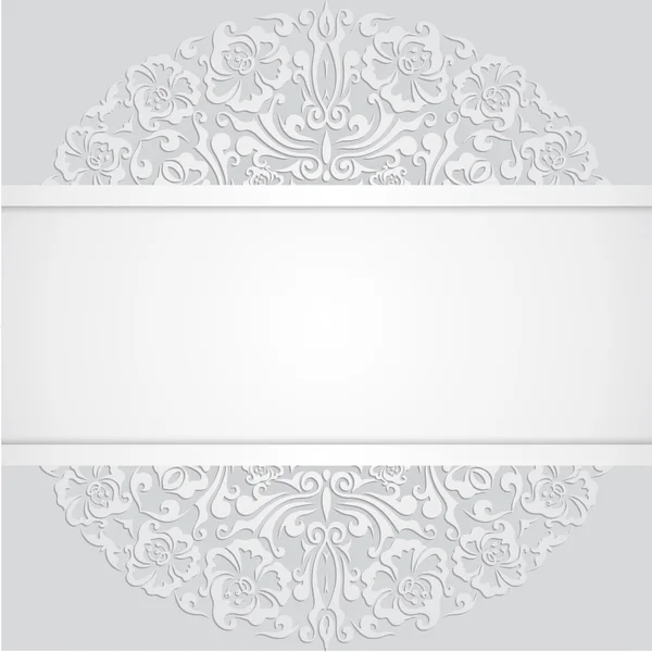 Floral redemoinho Vector Branco 3d Convite Cartões — Vetor de Stock