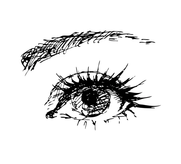 Occhio femminile disattento disegnato — Vettoriale Stock