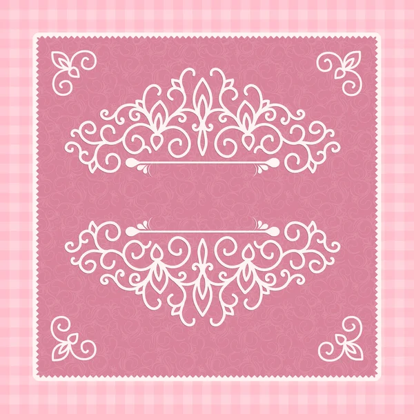 Tarjeta rosa claro con un hermoso patrón para la invitación — Vector de stock