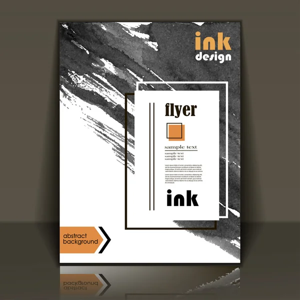 Flyer, brochure with ink stains — Stock Vector