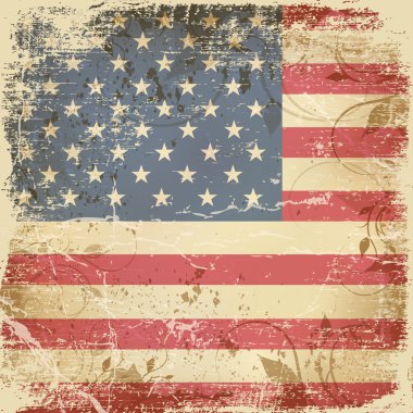 Amerikan bayrağı ile Vintage kartı