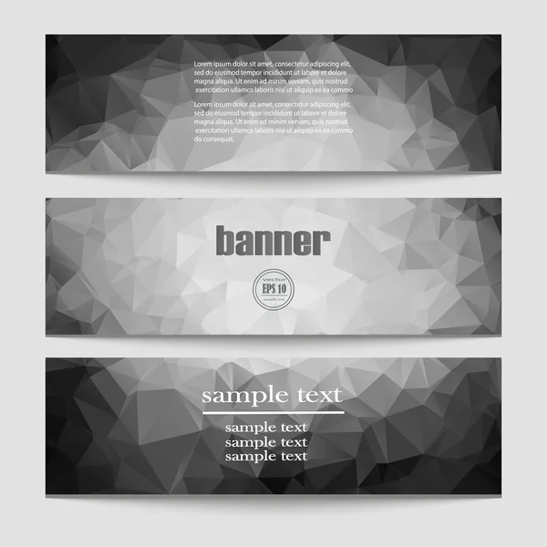 Un conjunto de banners vectoriales modernos con blanco y negro poligonal — Archivo Imágenes Vectoriales