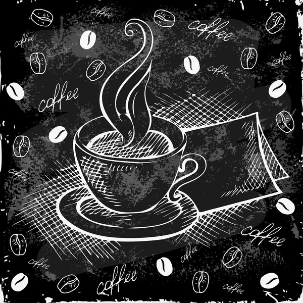 Doodle kopp kaffe på en svart tavla — Stock vektor