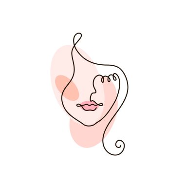 abstrac kadın aralıksız bir çizgi çiziyor. Portre minimalist biçimi