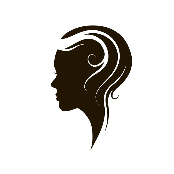 Belle Silhouette Fille Avec Coiffure Élégante Illustration Beauté — Image vectorielle
