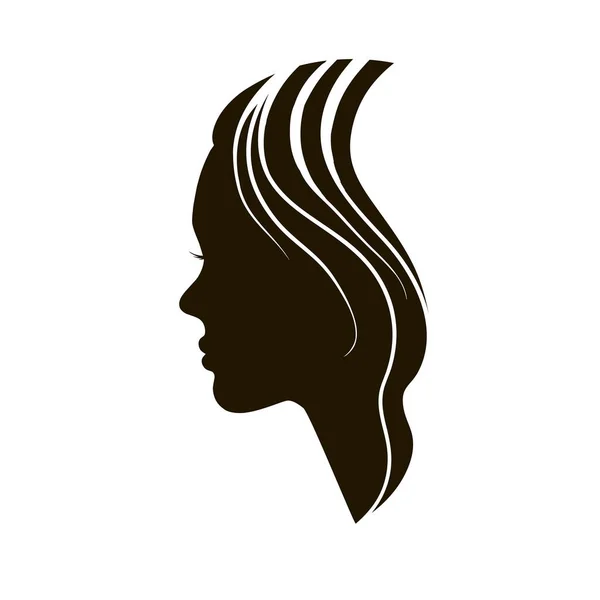 Modèle Conception Logo Vectoriel Chat Femme Silhouette Fille Cosmétiques Beauté — Image vectorielle