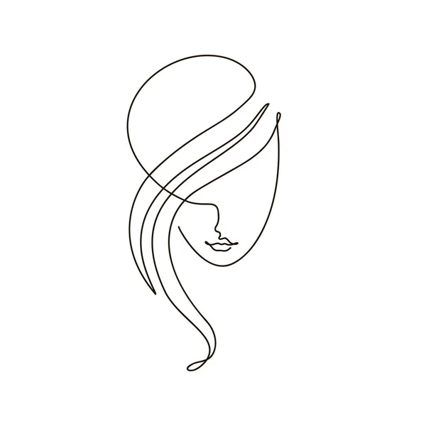 Mujer Abstrac Frente Una Línea Continua Dibujo Retrato Estilo Minimalista — Vector de stock