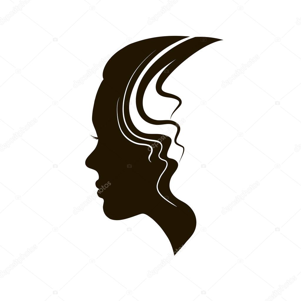 beautiful girl silhouette with stylish hairstyle, beauty illustration