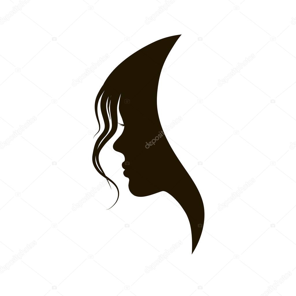 beautiful girl silhouette with stylish hairstyle, beauty illustration