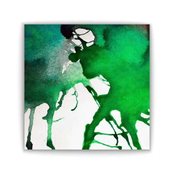 Pintura Mão Arte Aquarela Verde Abstrata Sobre Fundo Branco Texturas —  Vetores de Stock