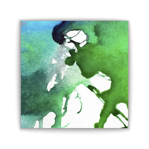 Abstrakcyjny Zielony Akwarela Sztuka Ręcznie Farba Białym Tle Tekstury Pędzla — Wektor stockowy
