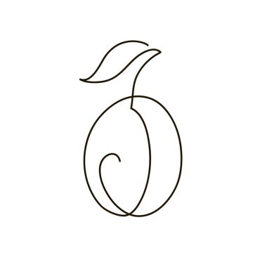 Erik - bir çizgi çizmek. Devamlı çizgi meyvesi. Beyaz arka planda el çizimi minimalist çizimler.