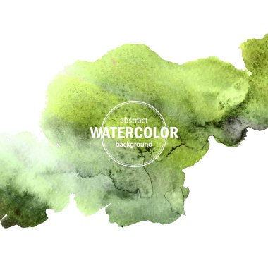 yeşil suluboya büyük leke açık arkaplana yayılmış. Zarif tasarım için soyut vektör bileşimi.