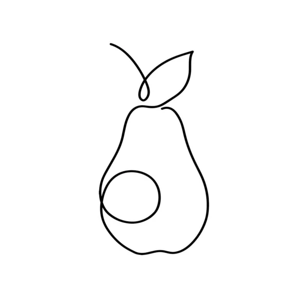 Peer Één Lijntekening Continu Lijnfruit Handgetekende Minimalistische Illustratie Een Witte — Stockvector