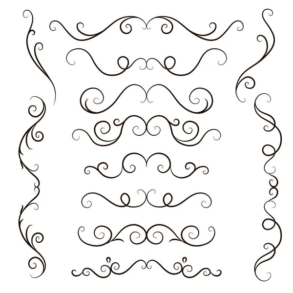 Vector Set Hand Drawn Headers Texts Pages Decoration Decorative Swirl — Stock Vector